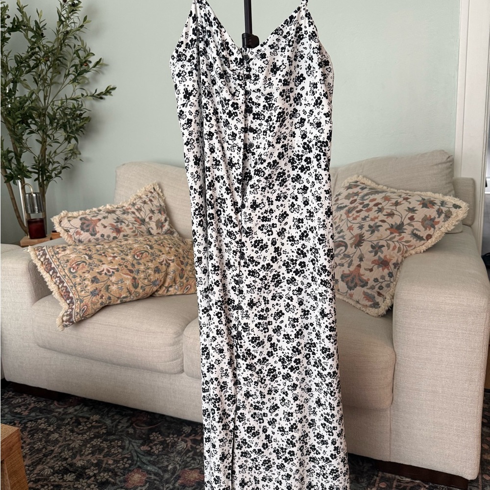 Zara Black and White Floral Midi Dress